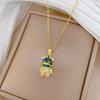 Titanium Steel, Starry Sky Three-Dimensional Bear Light Luxury Temperament Gorgeous Full Diamond Necklace Female Versatile Collarbone Chain