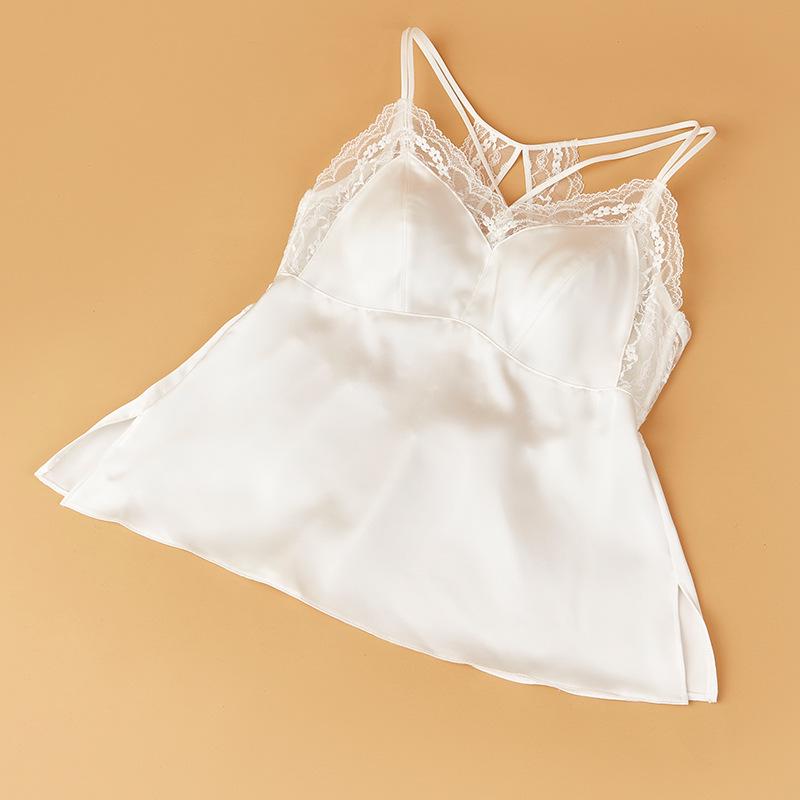 Satin French Lace Padded Camisole for Women - Sexy Back, Pure, Alluring, Perfect for Inner or Outer Wear M (40-50 kg)