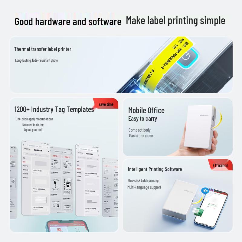 Jiechen B18/N1 Smart Bluetooth Label Printer CN Plug (adapter Included)