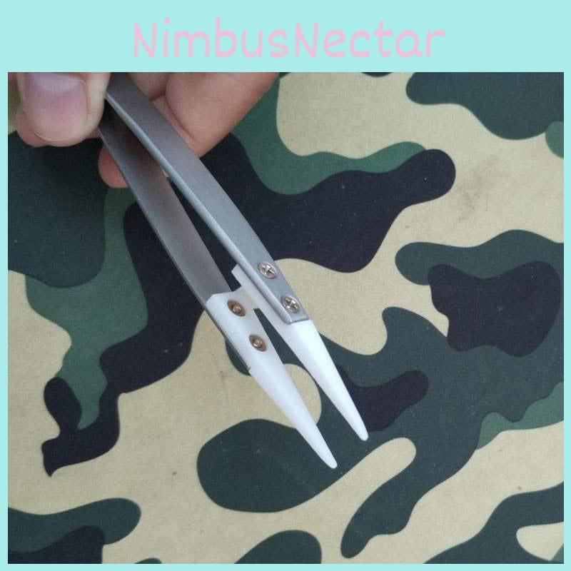 Steel Stainless Ceramic Pointed Tip Tweezer Heat Resistant Antistatic Antiacid