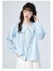 2026 Spring Lace Tie Loose Collar Long Sleeve Women's Shirt
