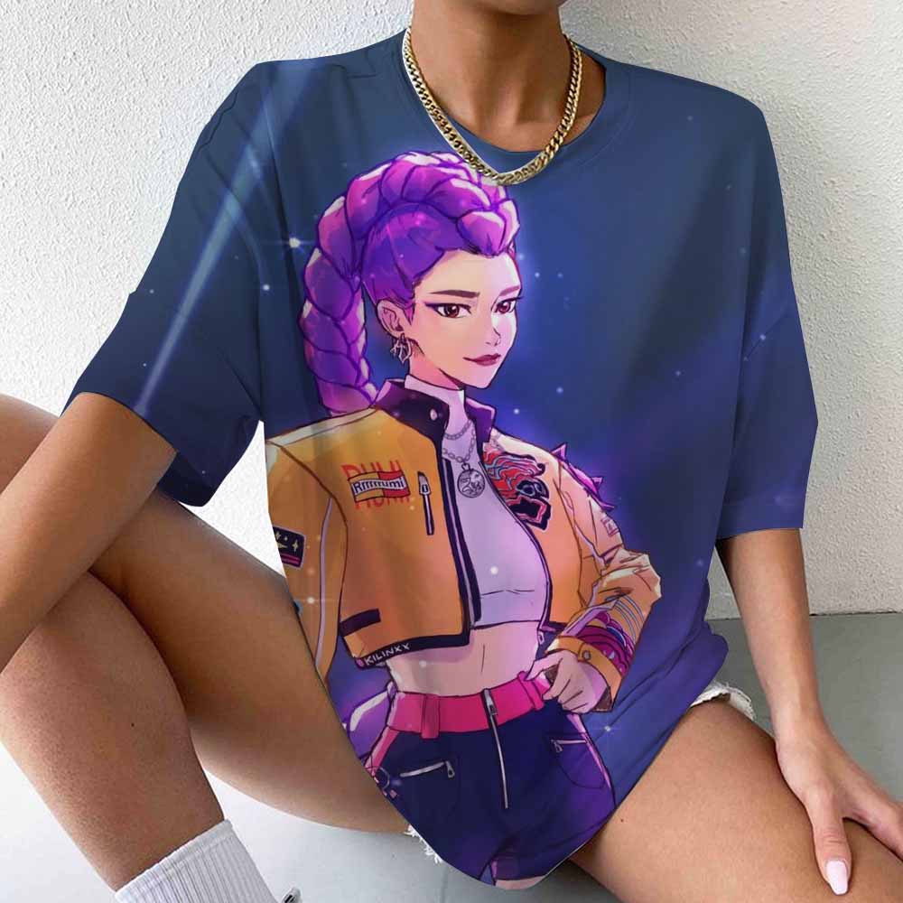 Huntrix Ramyeon Kpop Hunter T-shirt Party Casual T-shirt Women's Loose Breathable Street Wear Fashion Couple Top