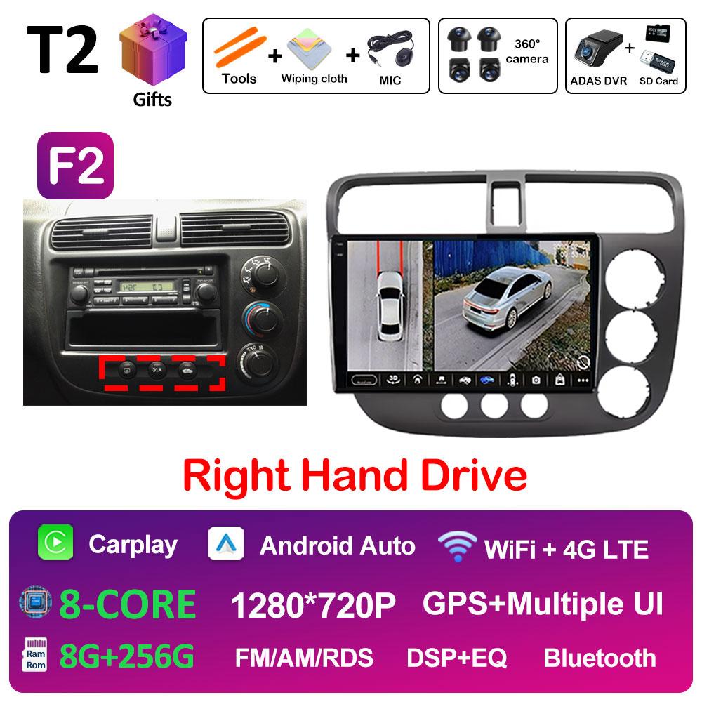 DSP Stereo GPS Navigation For Honda Civic 2000 2001 2002 2003 2004 2005 2006 Multimedia Player Android 14 Touch Screen Head Unit