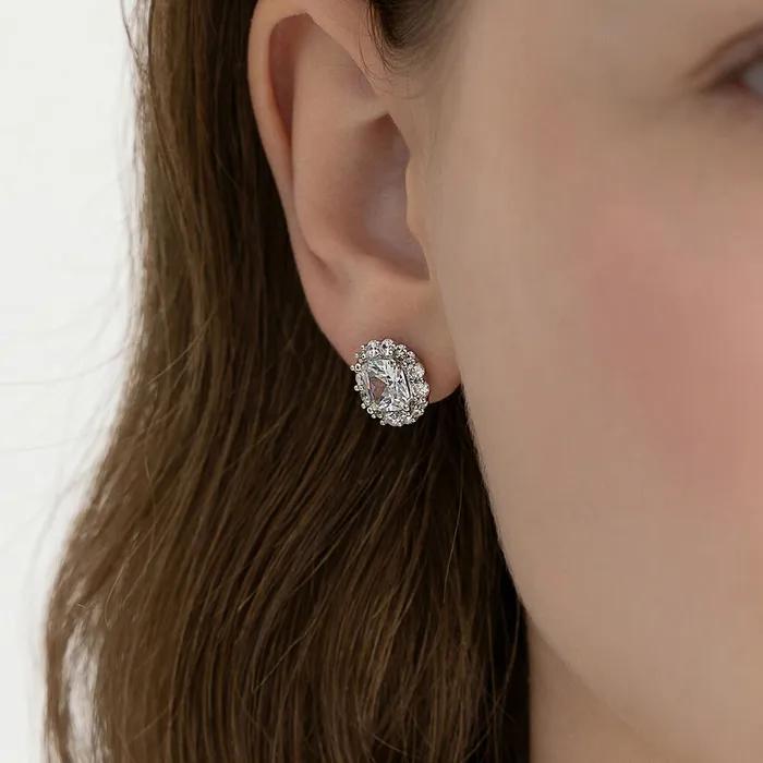Cushion Halo Cubic Earrings EC3306
