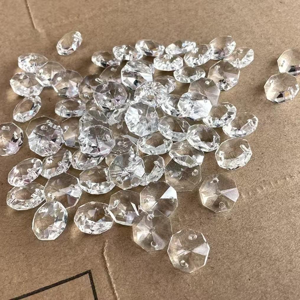 14mm Transparent Octagonal Crystal Beads for Curtains and Lighting Fixtures