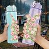 1PC Floral Print Bunny Easter Animal Art 750ml Color Plastic Sports Water Bottle Leakproof Flip Straw Lid Suitable for Sports Office Home Use