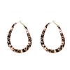 Silver needle leather leopard print wrapped round stud earrings Hong Kong-style millennial personalized earrings light luxury high-end earrings