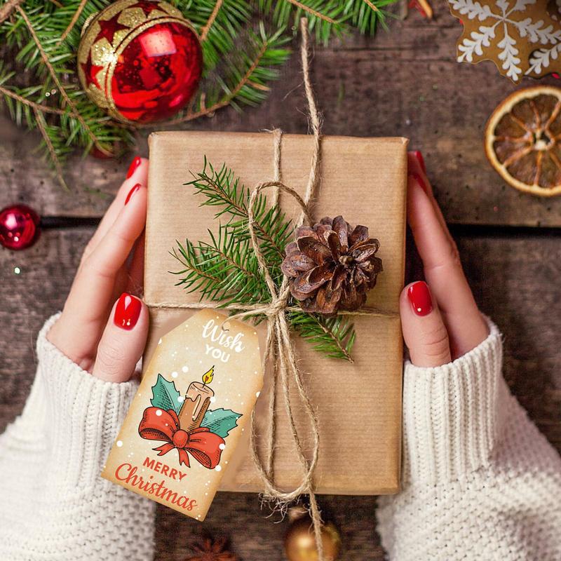 Christmas Tags With String 60 Pieces Christmas Tag Decoration Christmas Tags Christmas Decoration Tags Christmas Cartoon Labels