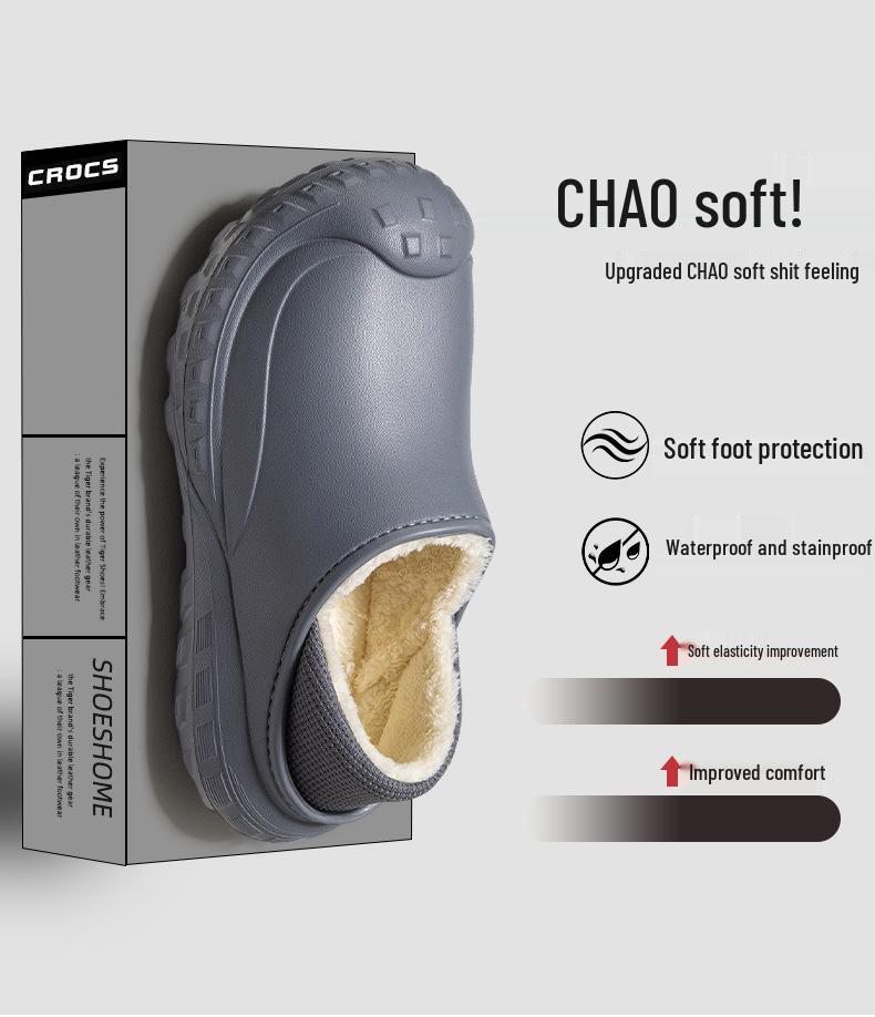 2025 Winter Waterproof Cotton Slippers: Warm, Slip-On, Fleece-Lined, Heel-Covered for Men & Women