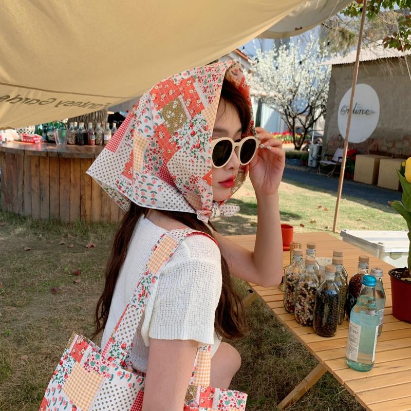 70*70cm Cotton And Linen Handkerchief Small Hair Scarf For Women Cute Plain Bag Scarfs Female Fashion Print Scarves For Women