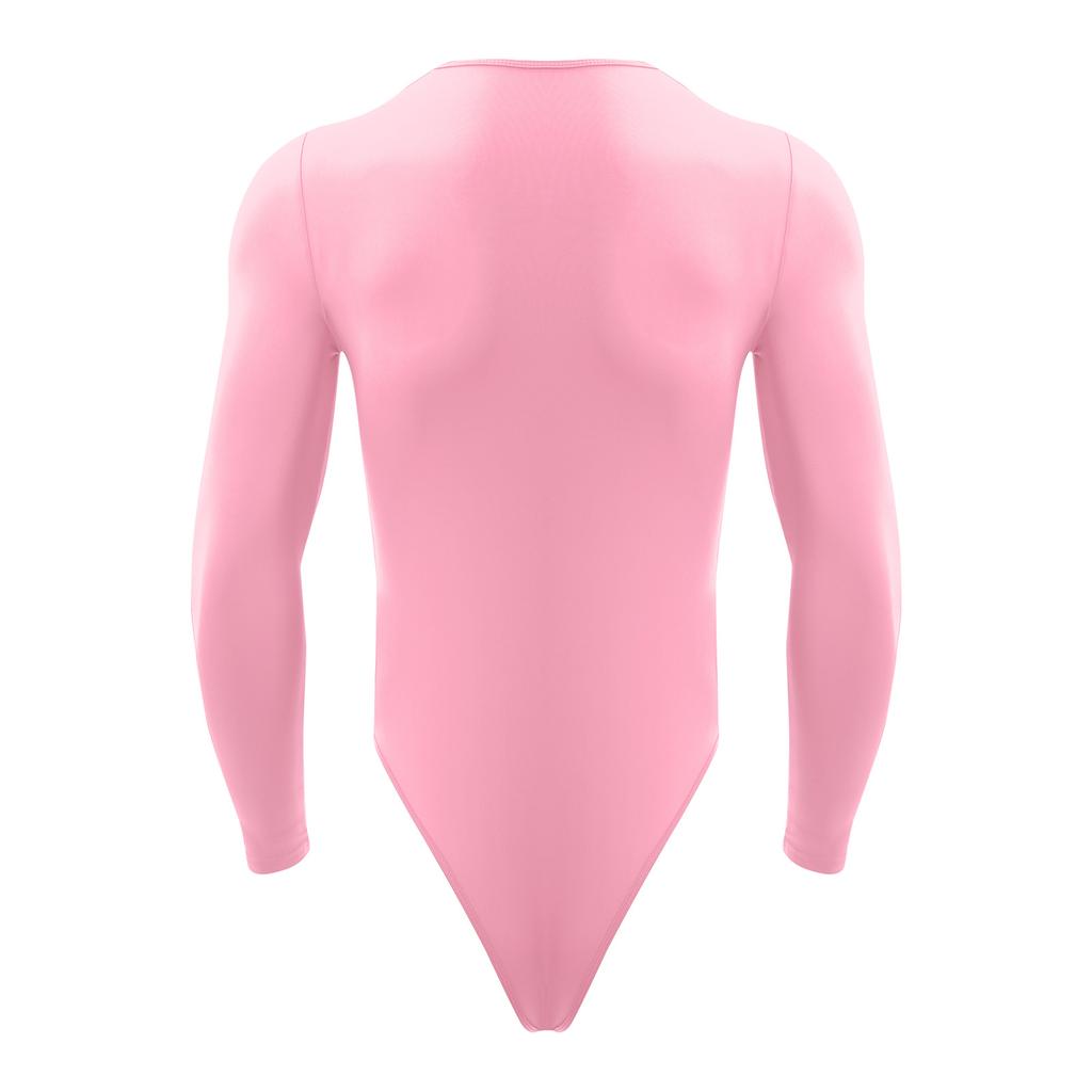Body cu Mânecă Lungă pentru Bărbați, Piesă Unică, Leotard, Design cu Gât Rotund, Nasturi Presați, Imbrăcăminte Casual la Modă