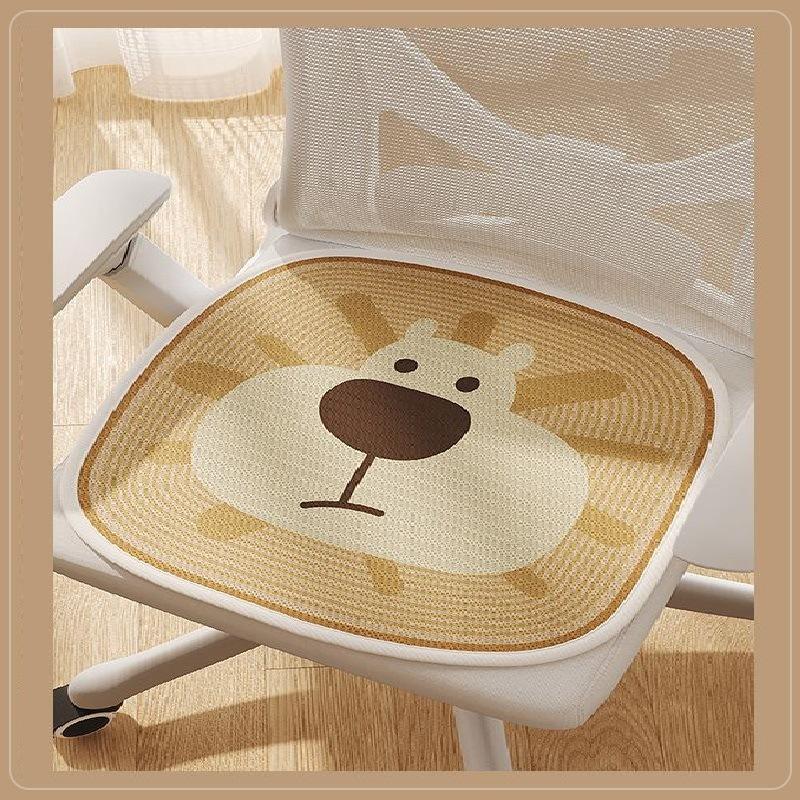 Cartoon Ice Silk Chair Sitting Cushion Pad Breathable Cool Feeling Office Sitting Chair Pad Stool Pad Soft Cool Mat Modern