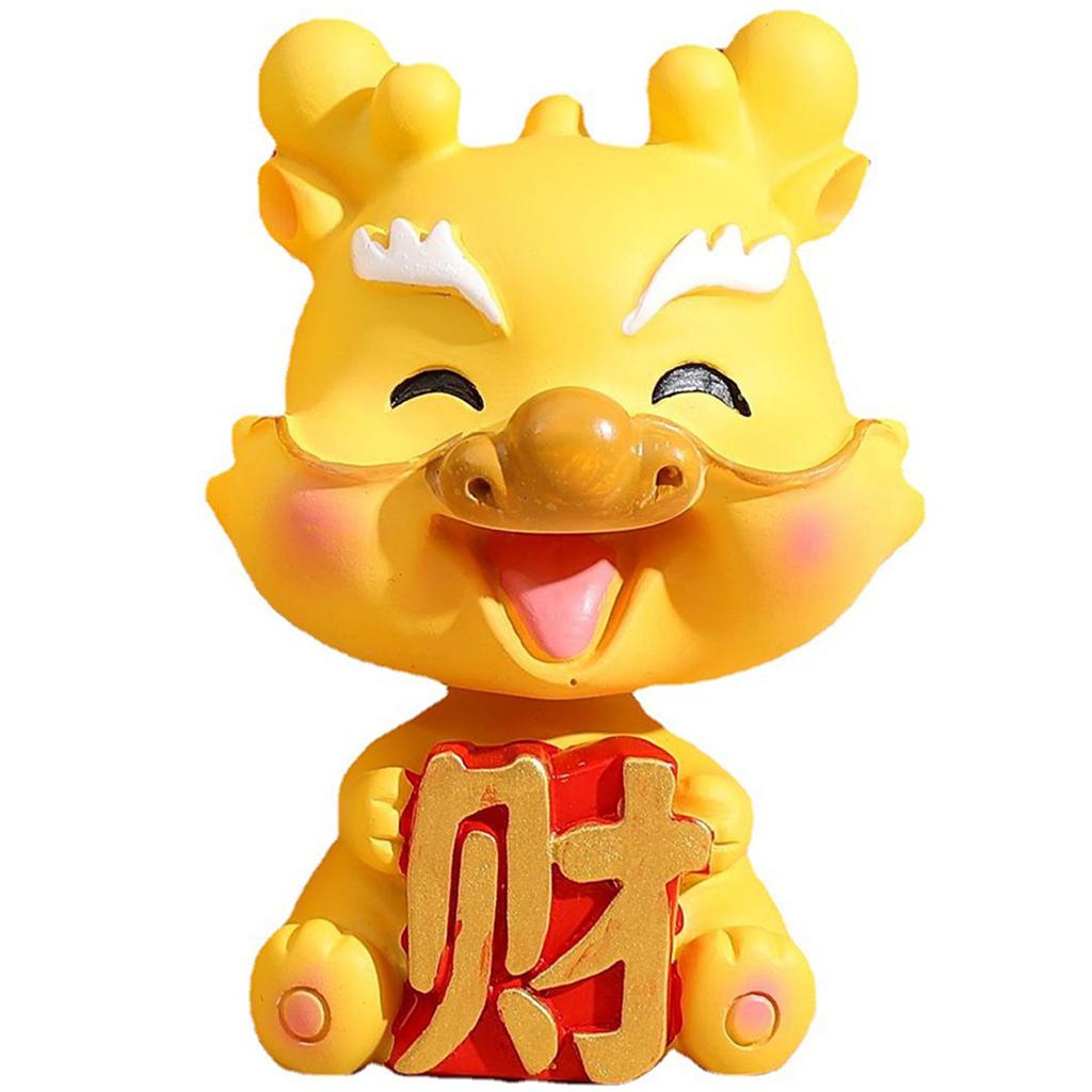 Bobblehead Dragon Decor Resine Car Dashboard Tabletop Ornament with Nodding Head Design for Office Home Cafe Gift