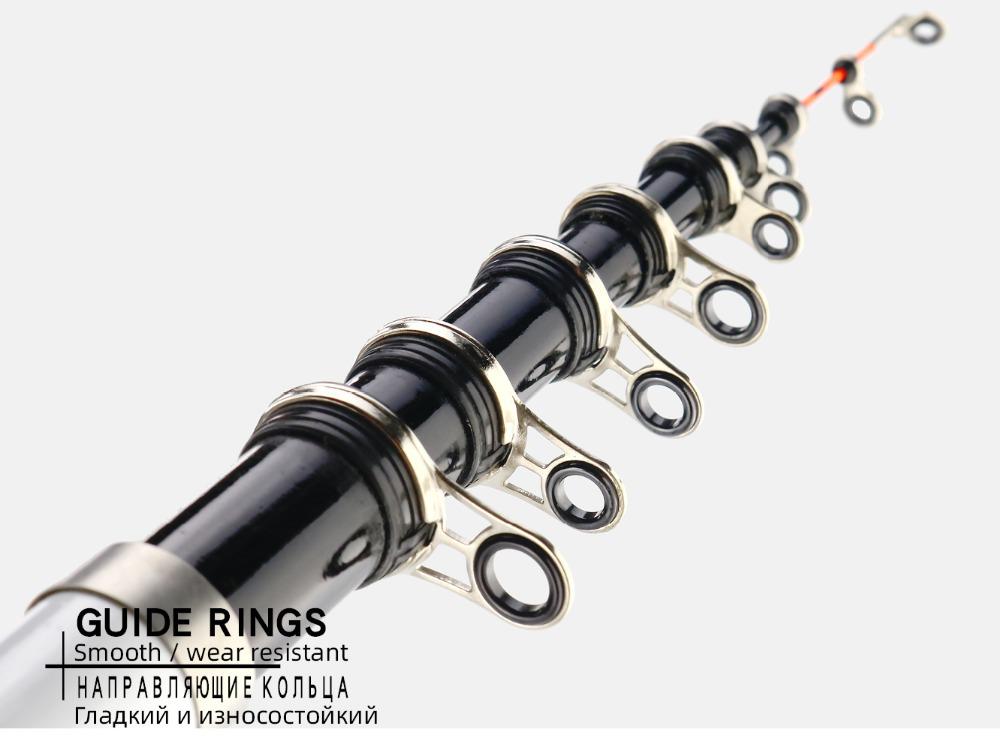 JOSBY Ultralight Telescopic Carbon Fiber Spinning Rod - Portable Fishing Rod for Travel (3.0m/2.7m/2.4m)