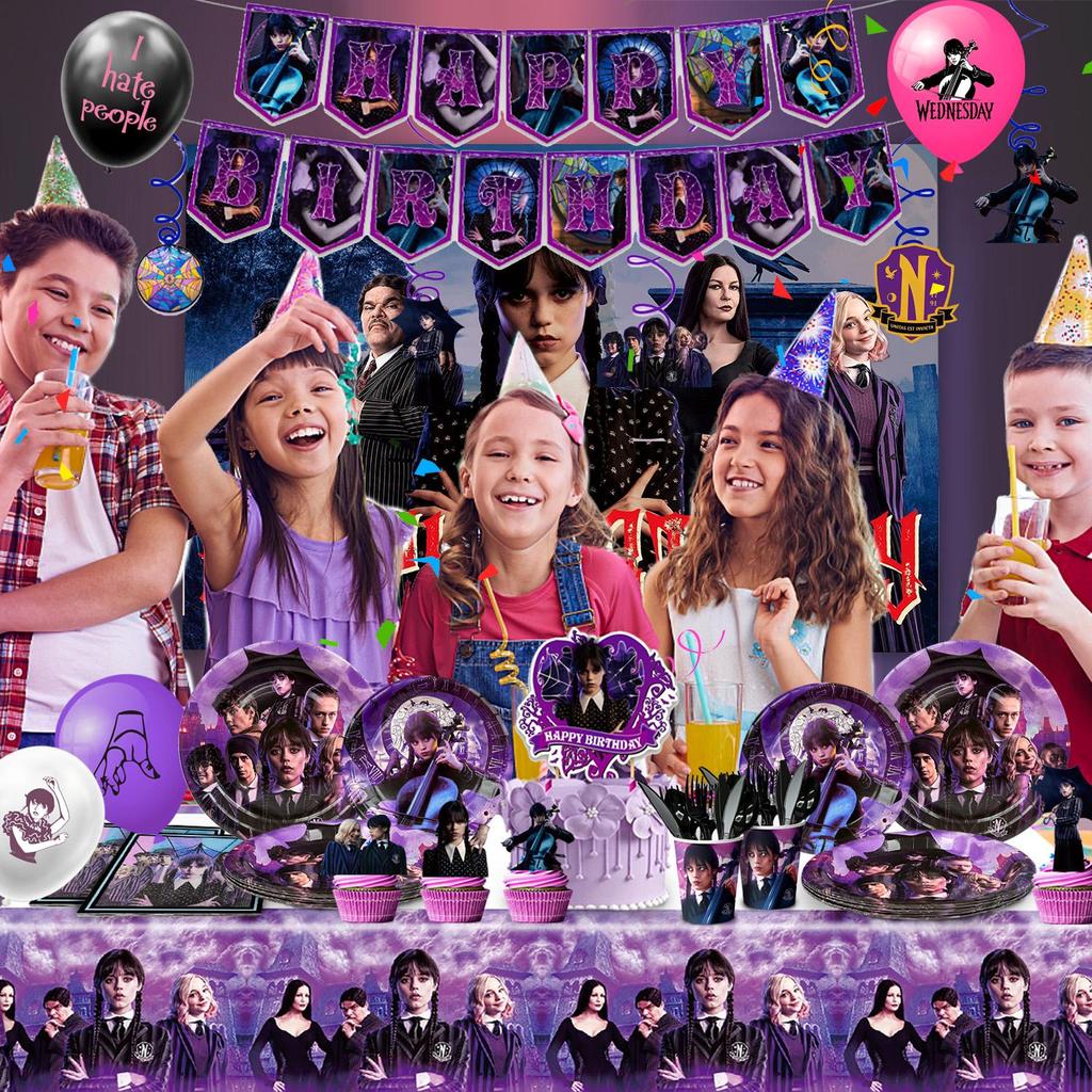 Cartoon Birthday Decorations,117pcs Cartoon Party Decorations&Tableware-Cartoon Plates Swirls and Cartoon Theme Tablecloth Etc Cartoon Party Supplies