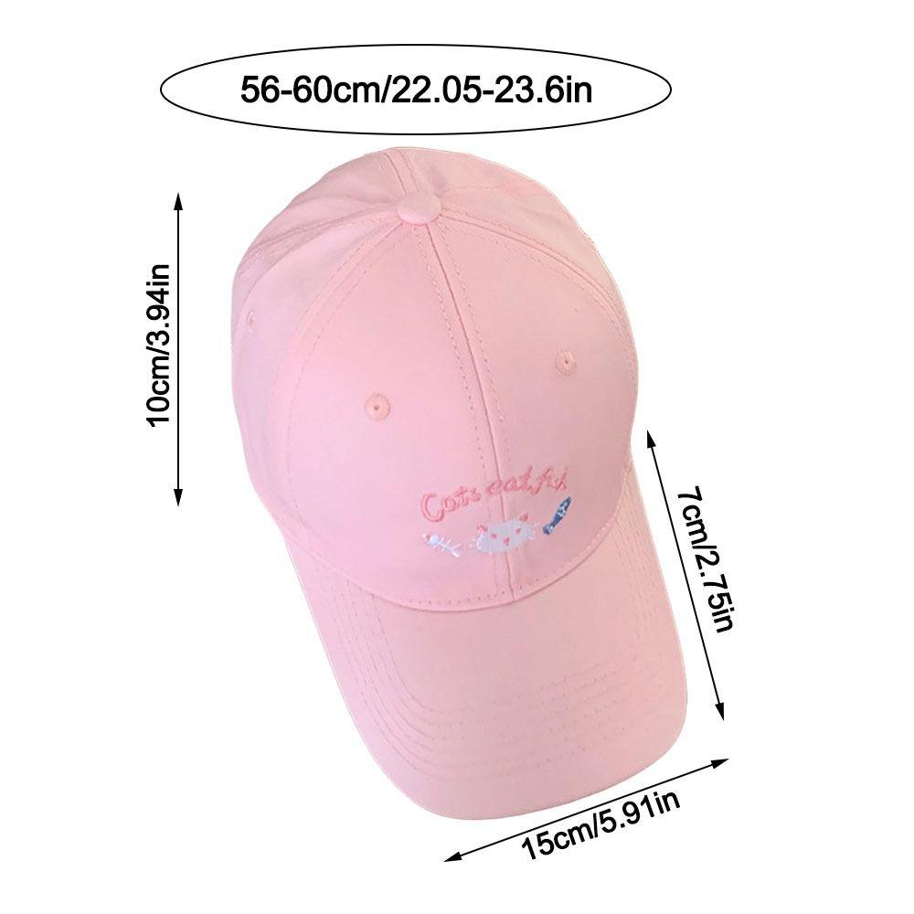 Casual Embroidery Baseball Cap Cartoon Cat Breathable Sunshade Hat Adjustable Wide Brim Hat
