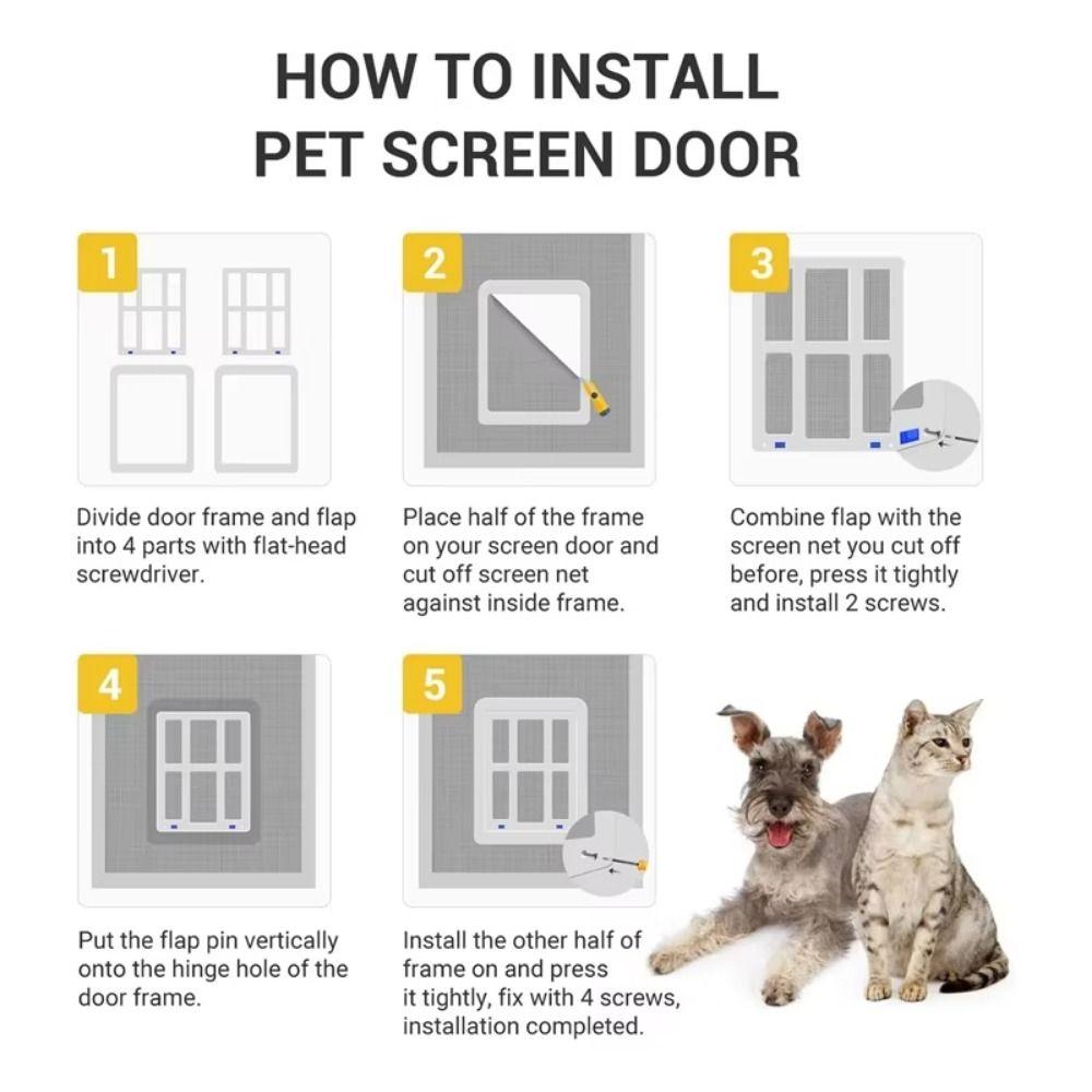 2 Way Locking Dog Flap Door Free Entry Lattice Cat Door Hole Convenient Cats Window Gate  Patio