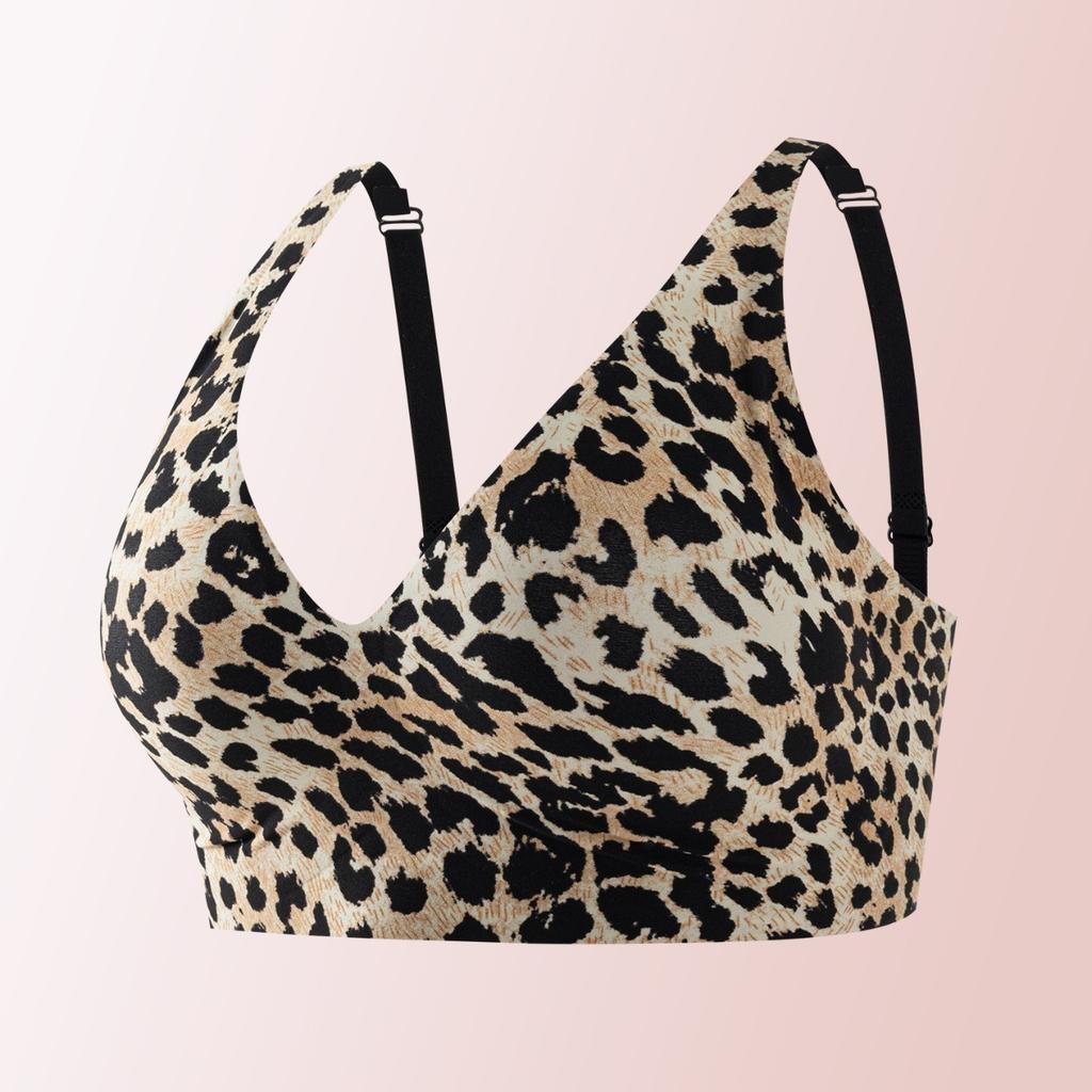 Women's, Sexy Leopard Print Bra, Non Removable Padding, Adjustable Shoulder Straps, Invisible Buckle, Breathable and Comfortable, Leopard Print Bra