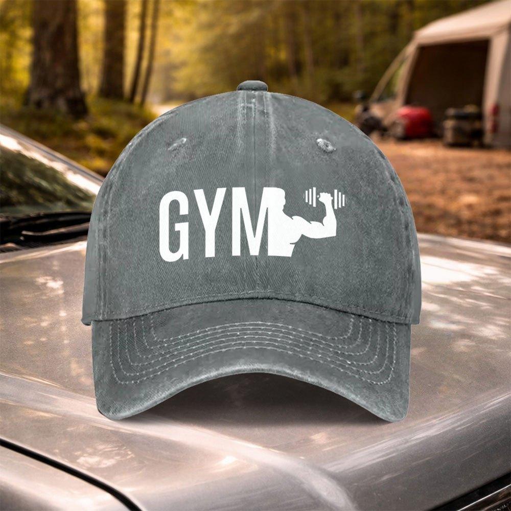 Vintage Washed GYM Fitness Power Baseball Cap Adjustable for Weddings Festivals Cycling Camping Golf