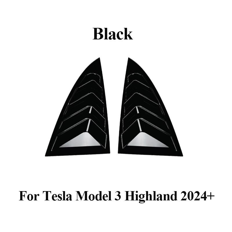 For Tesla Model 3 2017-2024 Highland 2024+ Car Rear Side Window Louvers Side Blind Triangle Window Scoop Louvers Shutter Covers