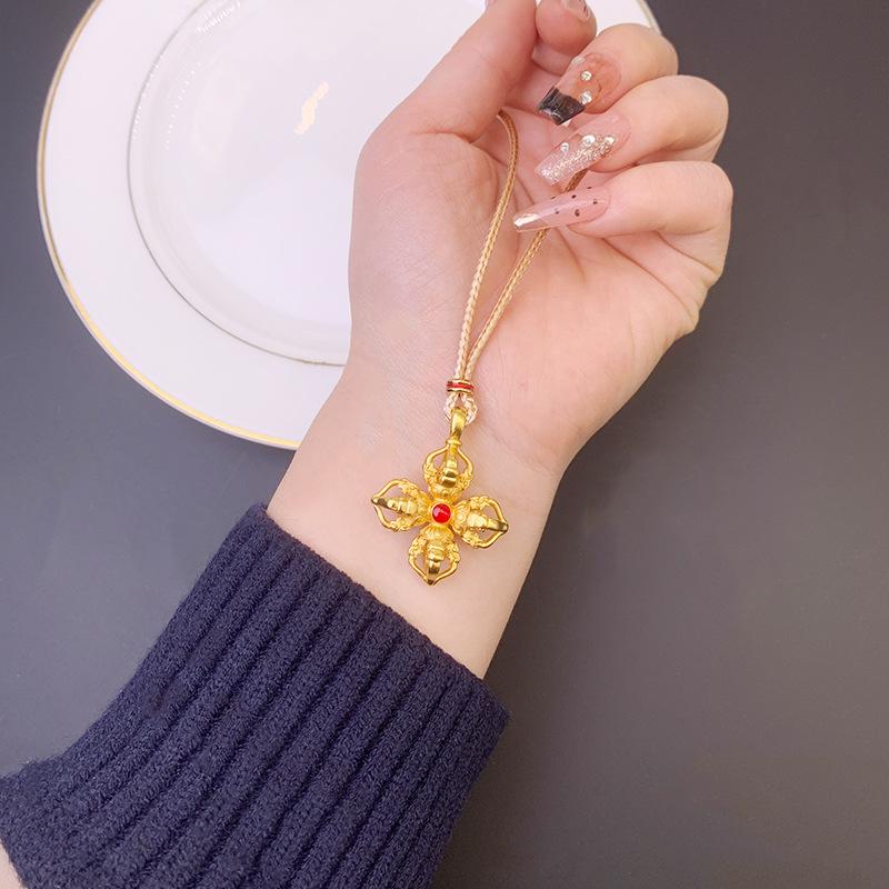 Ethnischer Stil Eingelegter Dämonenbezwingender Vajra Design Schmuck Halskette Anhänger