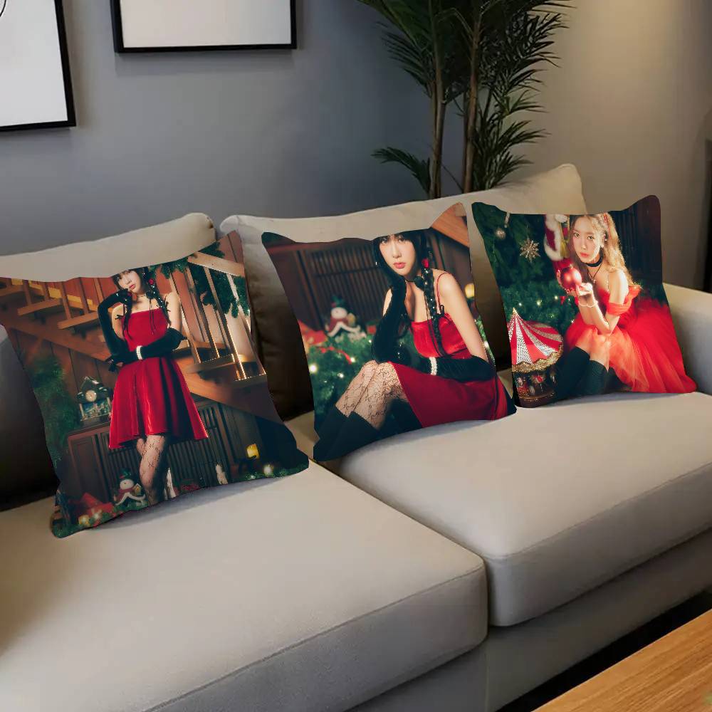 Kpop Apink Doll In 'Pink Christmas' Pillow Case Square Pillow Bedroom Sofa Leisure Comfort Cushion Living Room Home Decoration