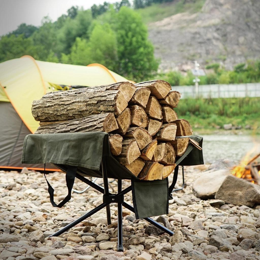 RODGERS Firewood Carrying Stand, Bonfire/Firewood Carrying Stand with Storage Bag, Compact Storage for Camping, BBQs, and Bonfires (Green)