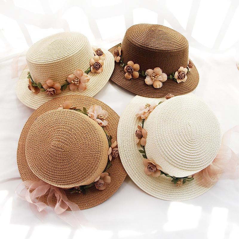Summer Flower Hat With Wide Brim And Sunshade For Outdoor Beach Vacation