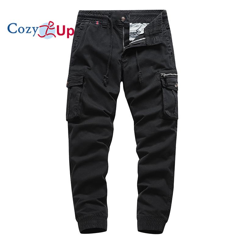 Cozy Up Cotton Workwear Pants, Loose Fitting Men's Elastic Waist Casual Pants