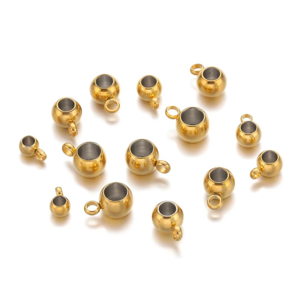 20pcs Stainless Steel Spacer Beads Pendant Charms Clasps Gold Color Bail Beads for DIY Jewelry Making Findings Hole 2-4mm Beads