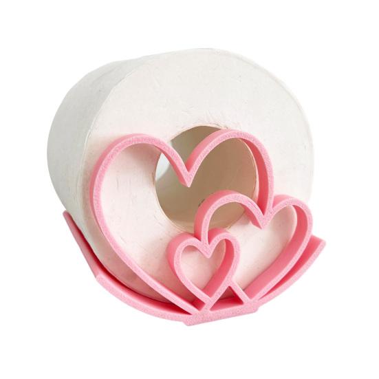 Hjärta Toalettpappershållare 3D-printad Fristående Toalettpappershållare Söt Kärlekshjärtan Toalettpappershållare för Badrum Alla Hjärtans Dag Dekoration