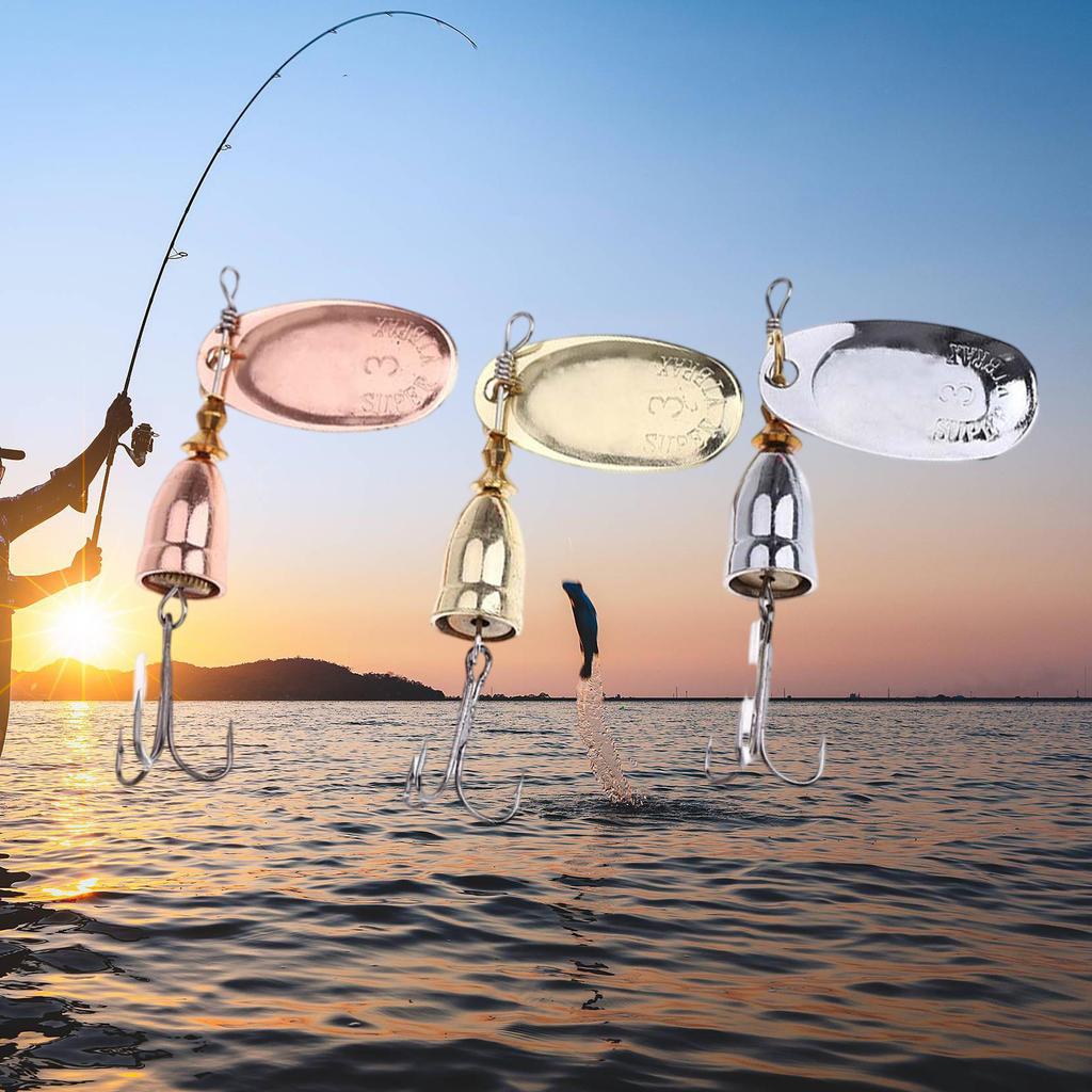 Spinner Fishing Lures with Triple Hooks Metal Lures Hard Metal Spinner Baits Fishing Accessories for Freshwater