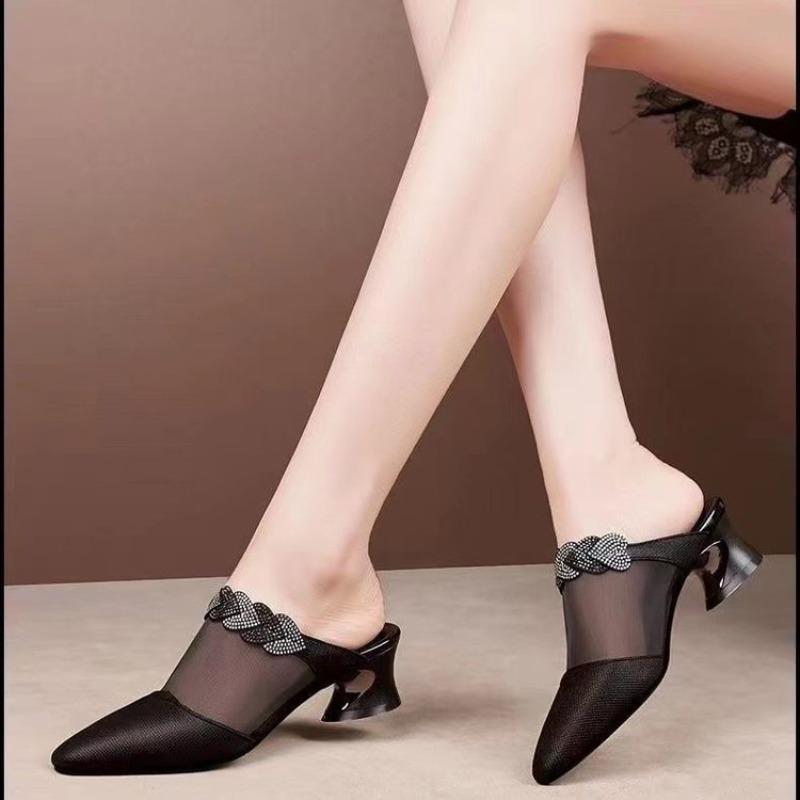 Baotou Shoes and Slippers, New Style Shoes with Thick Heels and Medium Heels, Women's Sandals
