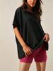 Women's Oversized T-Shirt Crew Neck Short Sleeve Side Slit Loose Summer Blouse Top