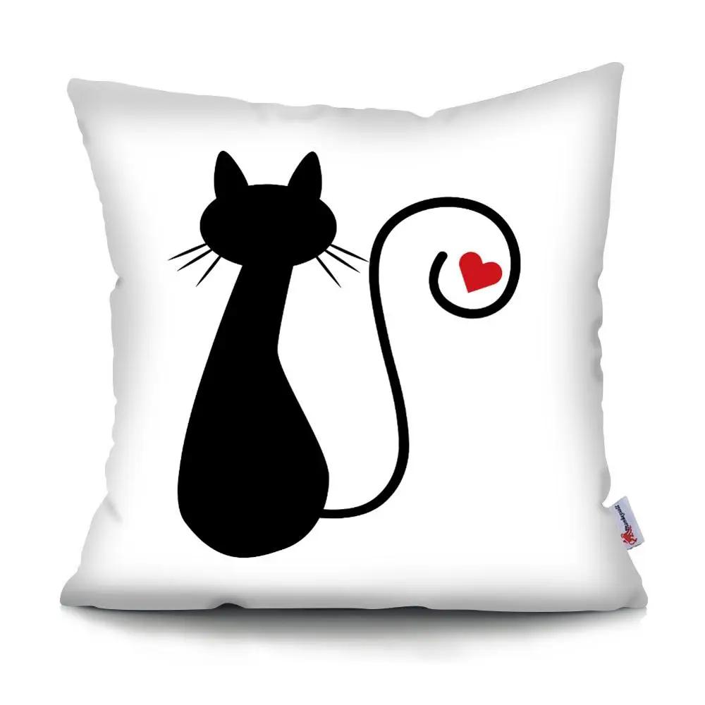 Black Cat Cushion Cover Pet  Sofa Bedroom Decoration Pillowcase Pattern   Case