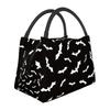 Halloween Bat Print Insulated Lunch Bag Durable Oxford Fabric Reusable Cooler Tote