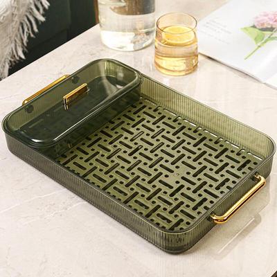 Multi-functional Double-Layer Tea Tray with Storage Box