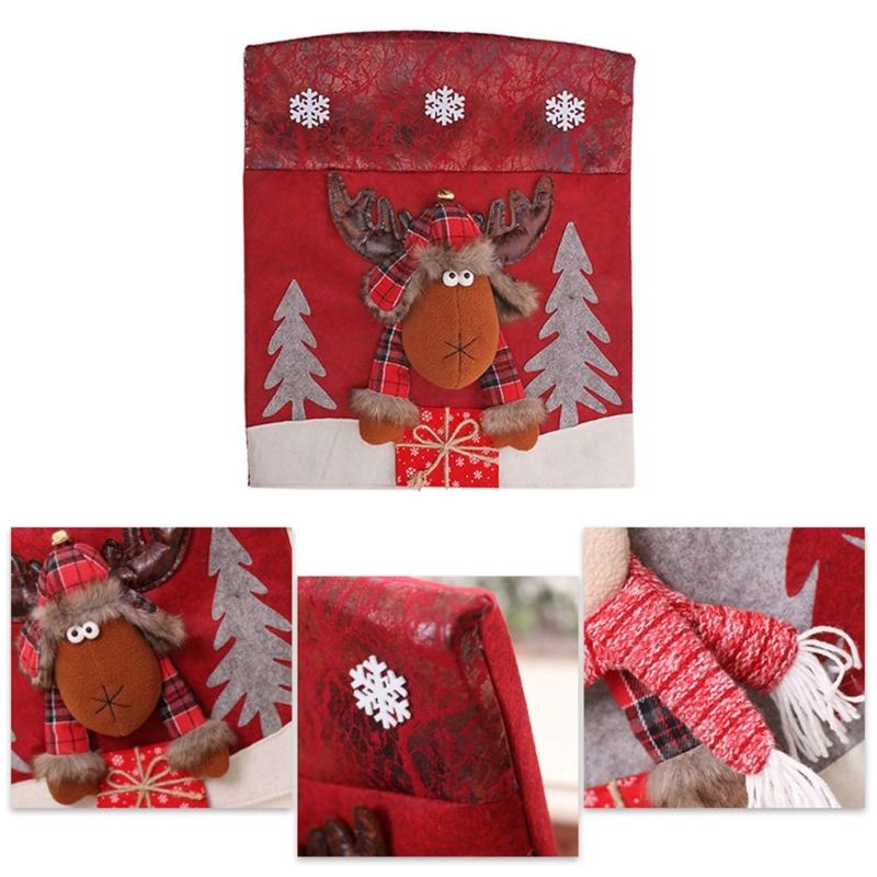 Christmas Themed Santa and Snowmans Chair Slipcovers Nonwoven Materials Quick Setups Holiday Decoration