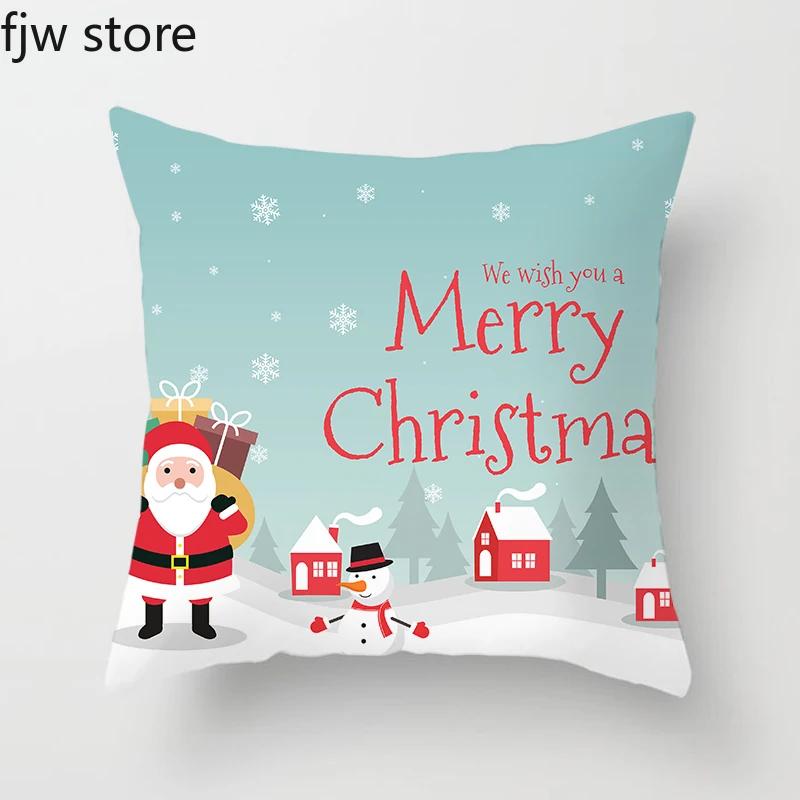 Frohe Weihnachten und Neues Jahr Dekorative Kissenhülle Heimdekoration Sofa Ornament Bürostuhl Kissenbezug 45x45cm