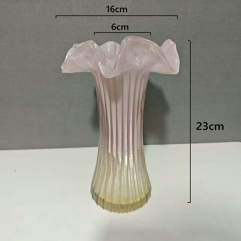Vintage Fenton Colorful Handmade Glass Vase Flower Pot Hexagon Lace Edge Table Decor Hydroponic Flower Arrangement Home