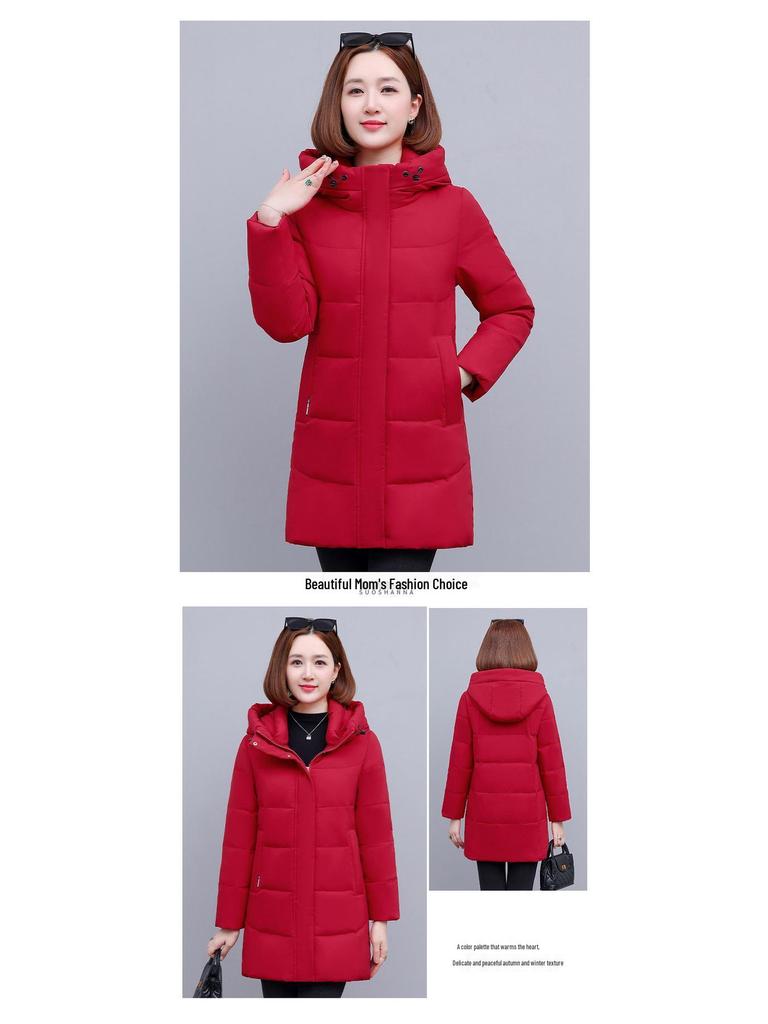 Women's Mid-Length 2025 Winter White Duck Down Jacket - High-end Korean Style, Slimming, Thickened Coat