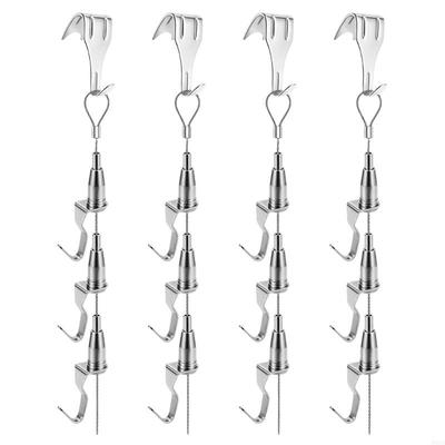 4 Set Multifunctional Adjustable Picture Hanging Wire Set with Stainless Steel Hook for Frame Photos and Lens P9YB