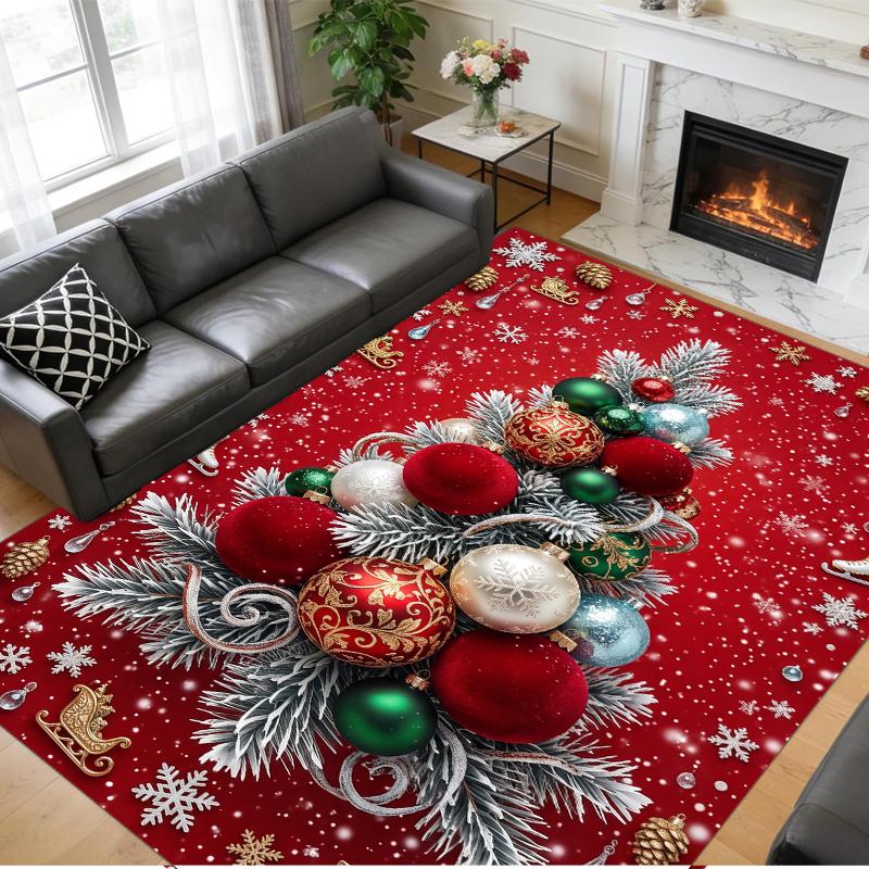 Christmas Printed Square Area Rug Soft Non Slip Floor Carpet For Bedroom Holiday Gift