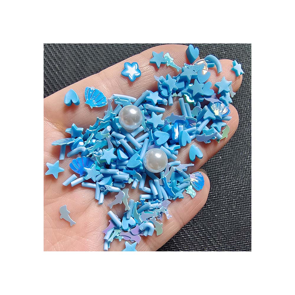 2024 New Slime Fillers Soft Polymer Clay Blue Fish Star Sprinkles Mixed Acrylic Pearl Beads Fit Nail Craft Slime Toys