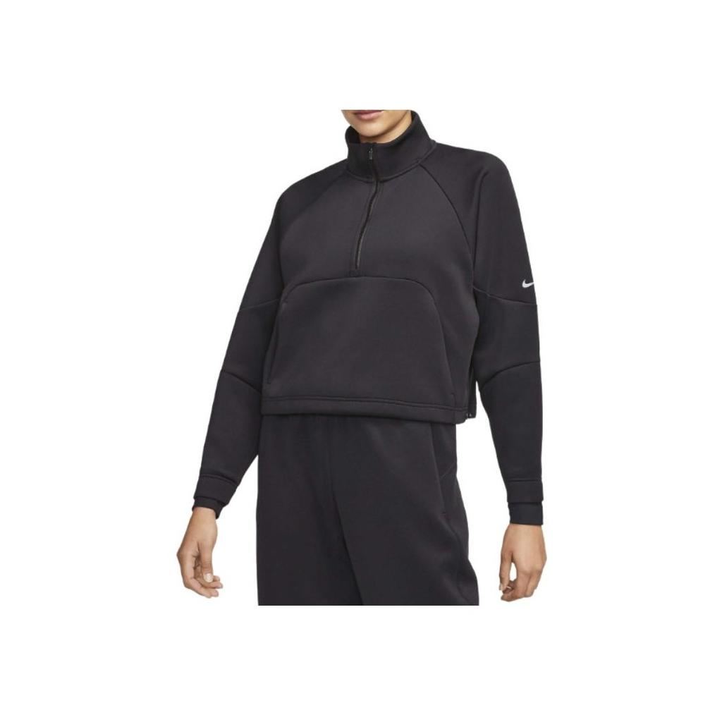 Nike Short Solid Color Stand Collar Long Sleeve Sweatshirt Women Sweatshirt Black FB5231-010