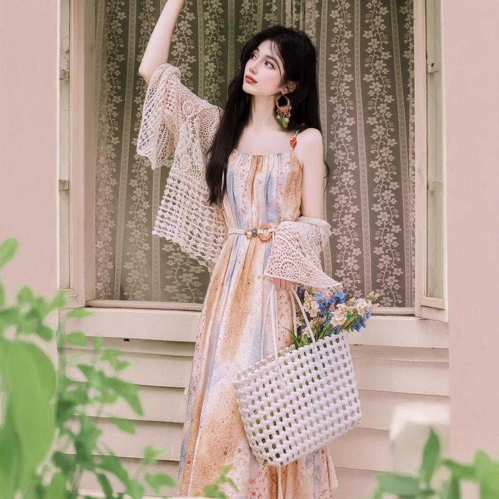 Super Good-looking, Unique and Beautiful Suspender Dress, Great-looking Seaside Vacation In Summer, Beach Long Skirt, High-end Sense