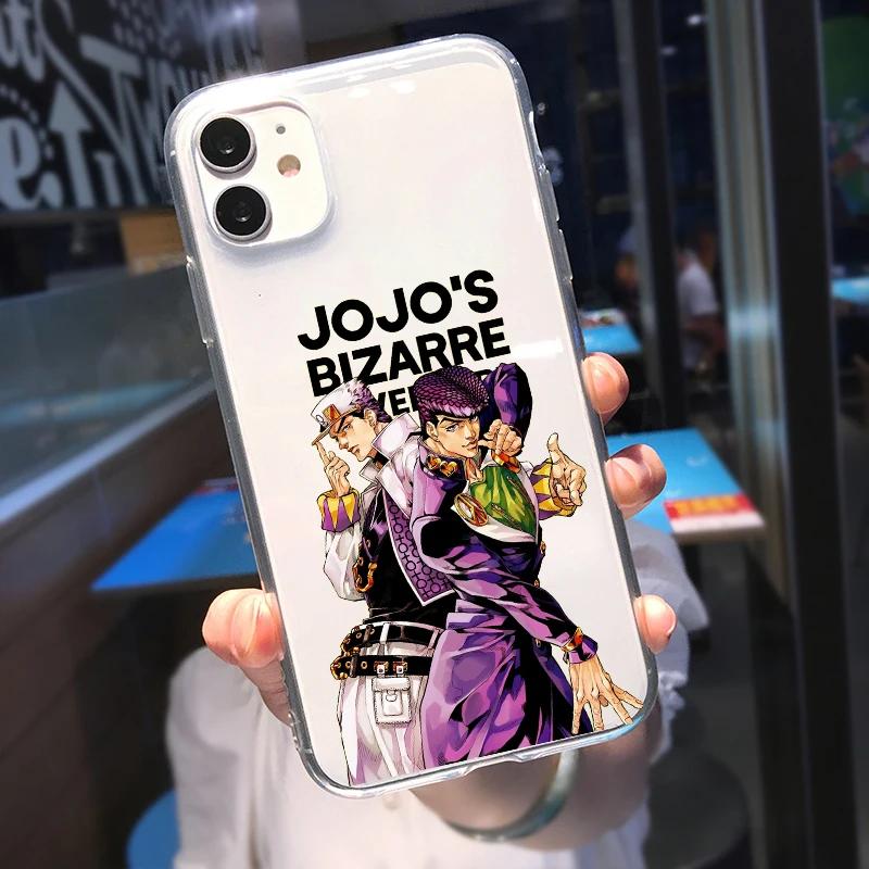 JAMULAR JoJo's Bizarre Adventure Průhledný kryt na telefon Pro iPhone 13 11 14 15 Pro 12 X XS MAX XR SE2 7 Plus Anime Měkký kryt Coque