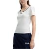 Fila Bequemes figurbetontes Rundhals-T-Shirt Damen Oberteile Wolke-Pilz-Weiß F11W429112FWT