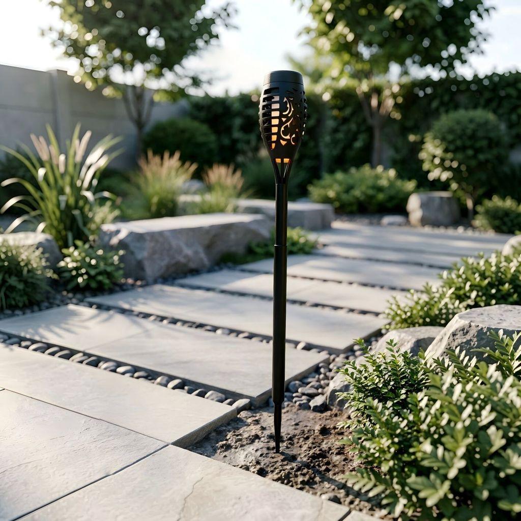 Solar Flame Torch Light With 12 Led For Garden And Patio Outdoor Decor