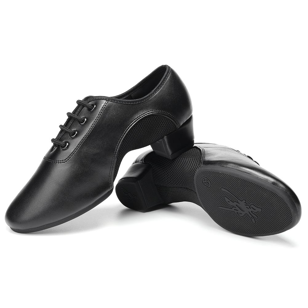 Latin Dance Shoes Black Leather Breathable Sweat-absorbent Non-slip Latin Mordern Dancing Shoes for Women